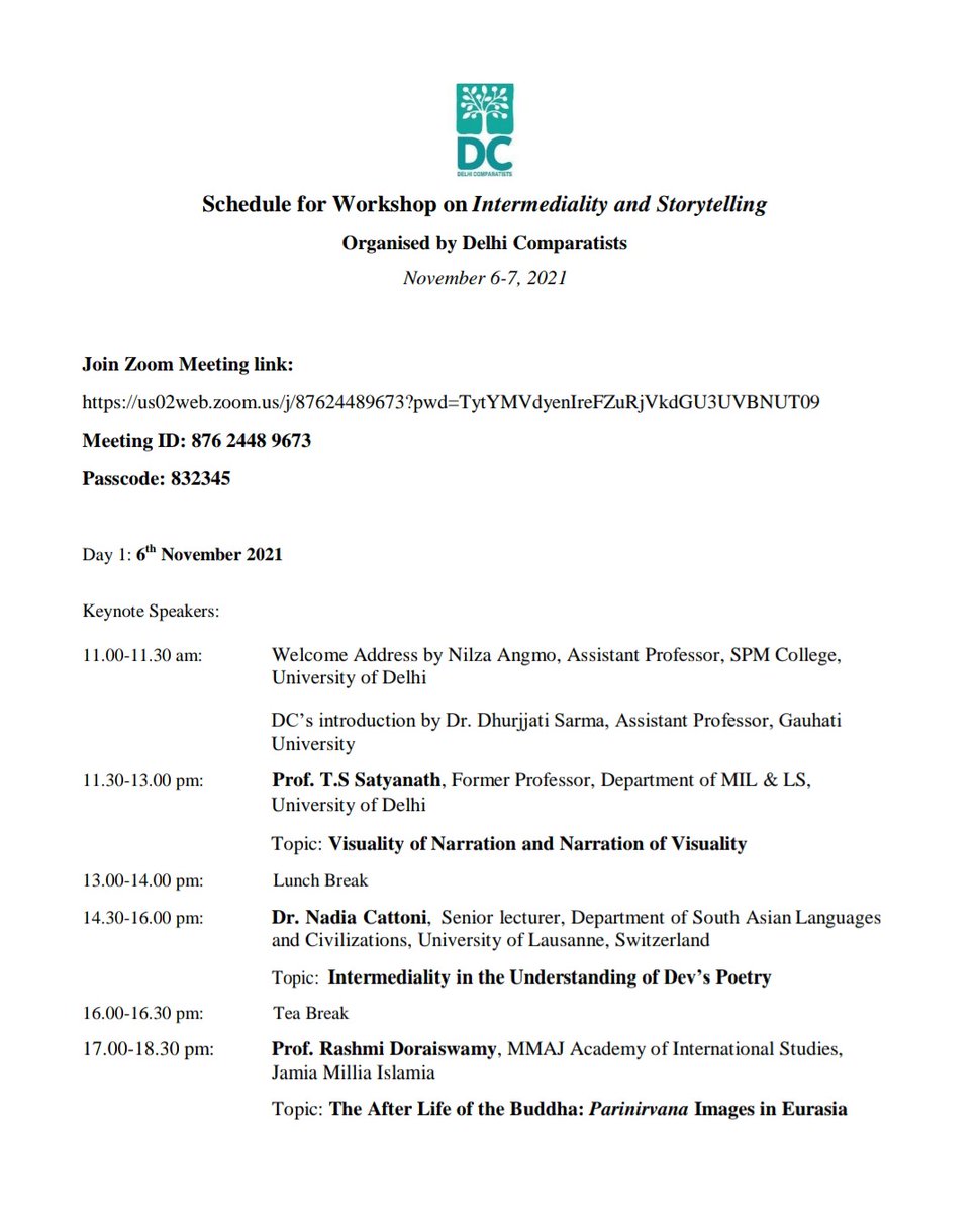 DComparatists's tweet photo. Schedule for the Workshop https://t.co/dyp4DK5QCs