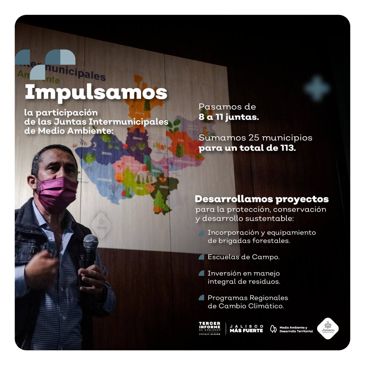 SemadetJal's tweet photo. ♻️🍃El modelo de las #JIMAS nos representa gracias a la gobernanza territorial organizada por cuencas, priorizando el desarrollo sustentable y cuidado del medio ambiente de las regiones. Con esto impulsamos el desarrollo sostenible para un #JaliscoMásFuerte. https://t.co/m0on6kENvJ