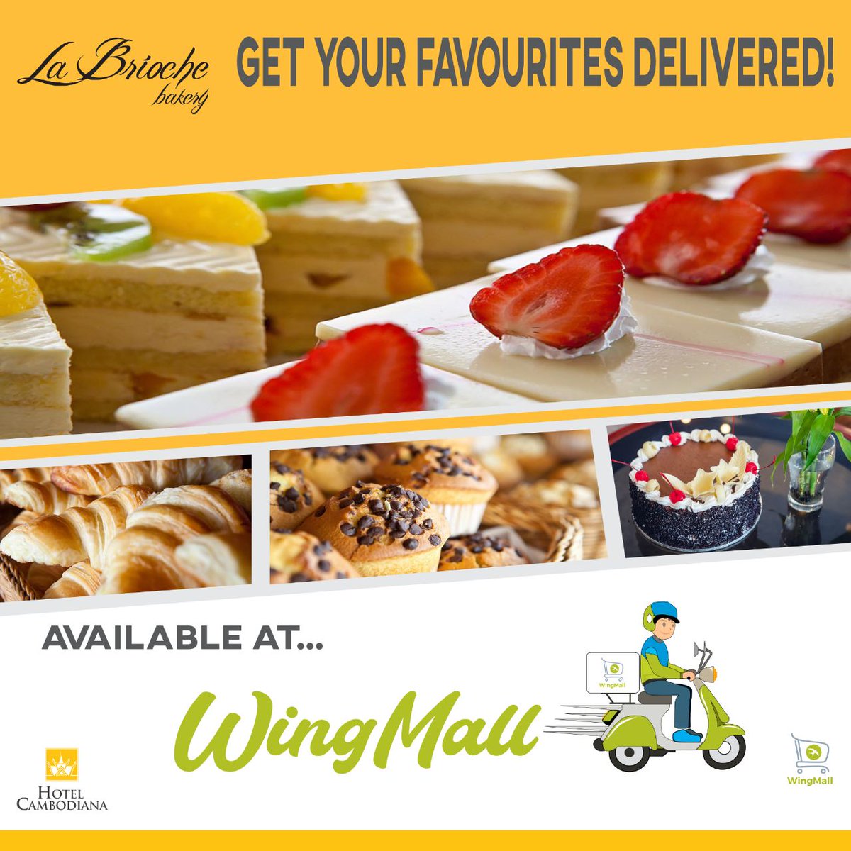 hotelcambodiana's tweet photo. La Brioche Bakery Hotel Cambodiana is available at WingMall! Get your favorites delivered! https://t.co/7ekOOj6Cne #labriochebakery #WingMall https://t.co/xZnAOmlRYf