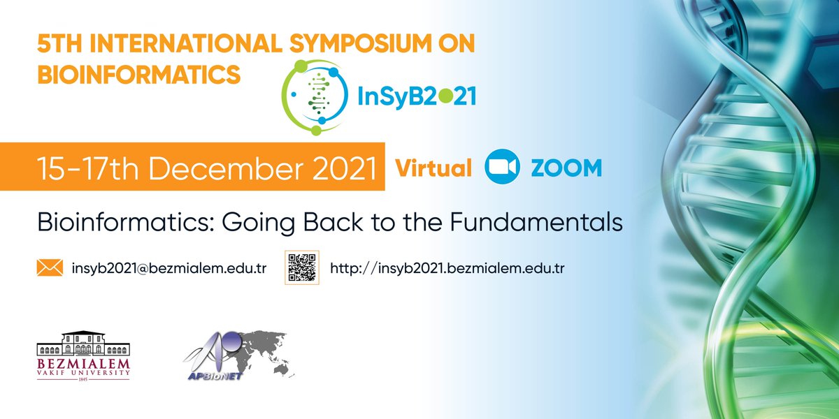 InSyB2021's tweet photo. We are delighted to invite you to the 5th International Symposium on Bioinformatics (InSyB2021), to be held virtually from 15-17 December 2021. Admission is FREE! Abstract submission is open till 15th of November 2021. 

Application and registration: https://t.co/kQXTInEIbr https://t.co/yJPcrIQxTt
