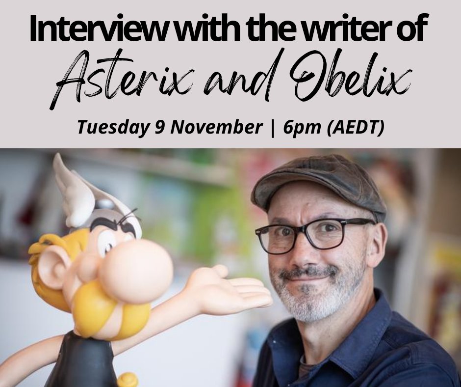 AFPerth's tweet photo. To coincide with the launch of the highly anticipated Asterix and Obelix 39th edition, join @AFdeSydney and tune into a fascinating interview with this beloved Bande Dessinée’s writer, Jean-Yves Ferri.

https://t.co/Nga7UXjB3Q https://t.co/6ho0D7vNbb