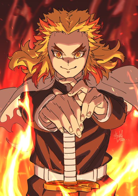 ✿木の陰✿さんがTwitterに投稿した煉獄杏寿郎(鬼滅の刃)のイラスト。