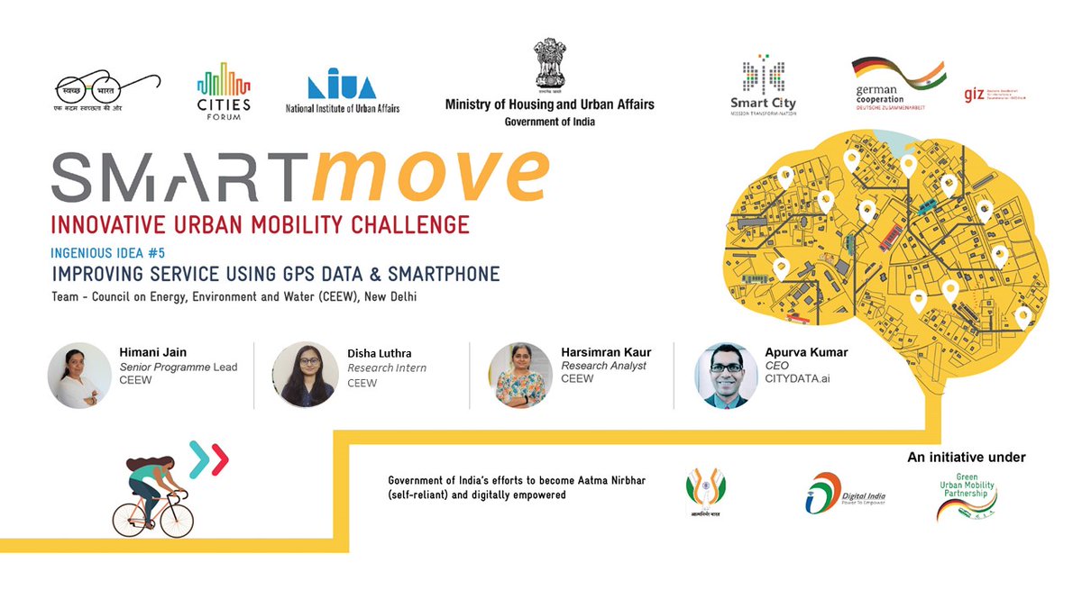 SMART move Innovation Challenge’s result declaration - 
Congratulations to team from <a href="/CEEWIndia/">CEEW</a>, for their solution that maps mobility trends using bus GPS and user smartphone data, for being one of the winning ideas of the Smart Move Challenge!