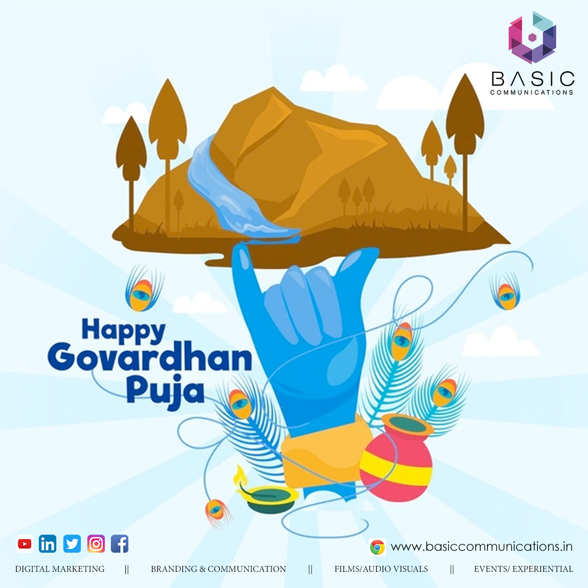BasicCommunicat's tweet photo. May the Lord bless you. Basic Communications wishes a #HappyGovardhanPuja.
#govardhanpuja #BasicCommunications #videomarketing #corporateevents #corporatefilms #filmproduction #TVContent #tvcomercial #corporatefilm #brandingagency #advertising #brandingsolutions #virtualevent https://t.co/LIneCRQZXA