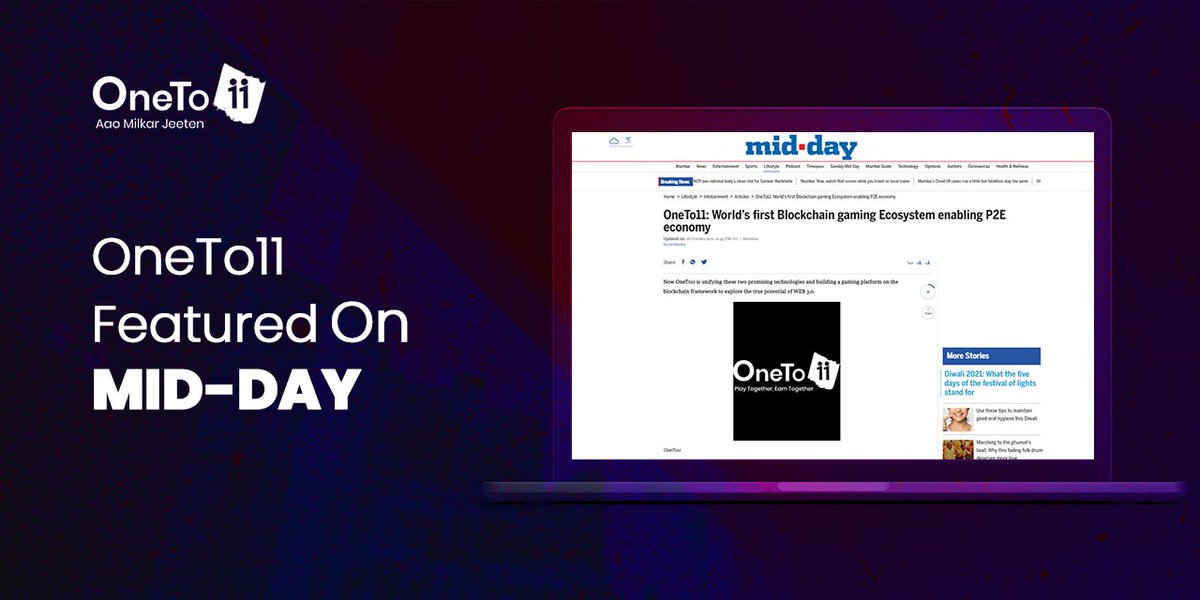 Rewrdxyz's tweet photo. 🚀Fresh off the press: OneTo11, world’s first #Blockchain based gaming ecosystem with Play-to-Earn #NFT games was featured on @mid_da

We’re excited that OneTo11 was featured in yet another #pressarticle, this time Mid-Day

📖Read More: https://t.co/1bQorapKVb

#PlayToEarn #NFTs https://t.co/jG2dfec59J