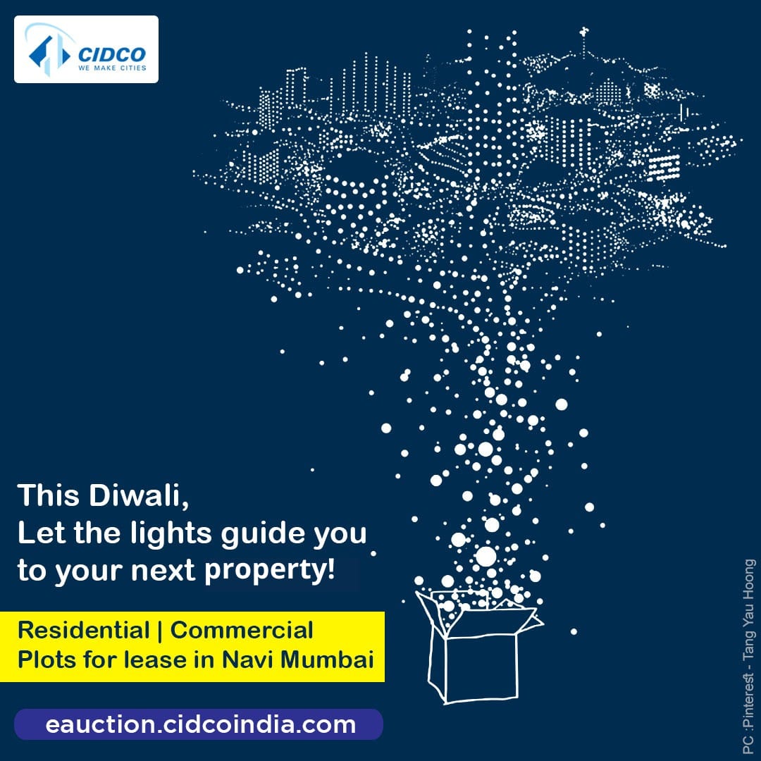 CIDCO_Ltd's tweet photo. This Diwali follow the lights guiding you towards better future!
CIDCO has launched Residential cum Commercial plots scheme for lease at prime locations in various nodes of Navi Mumbai.
Visit https://t.co/NZ3xXgvfZi to know more!
#CIDCOBuildingPossibilities #PlotLuckAlert https://t.co/oUFg5fw2De
