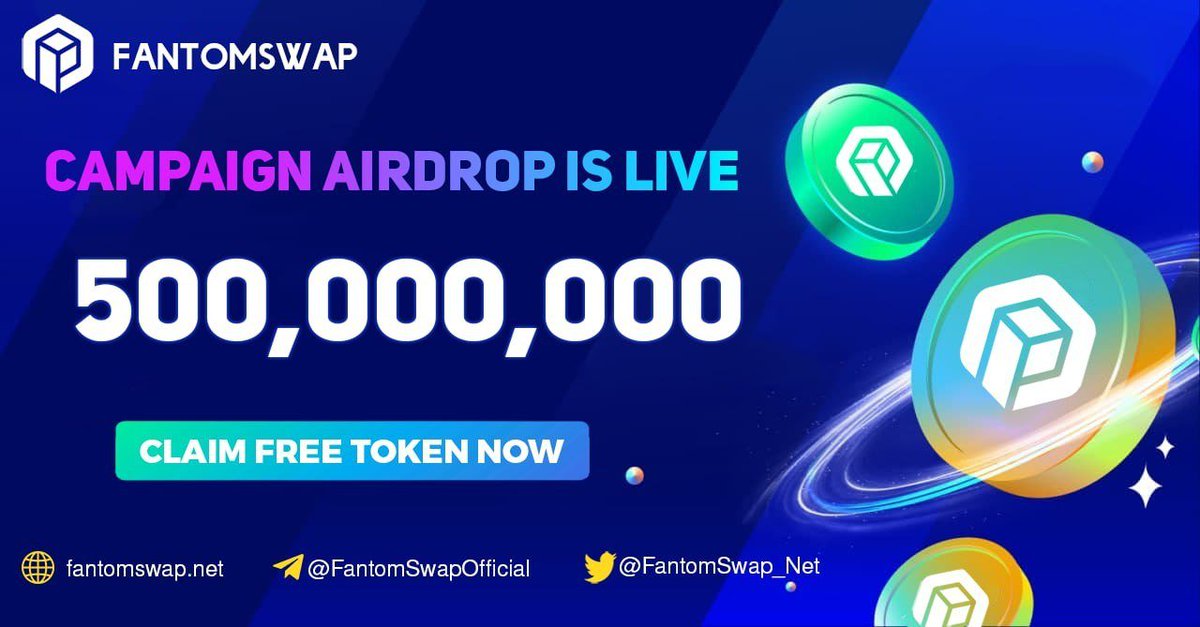 🚀 Airdrop: FantomSwap
💰 Value: 500,000,000 $FTMSWAP
👥 Referral: 100,000,000 $FTMSWAP
📅 End Date: 15th November 2021
🏦 Distribution Date: 25th November 2021

Talk with the Telegram Bot t.me/FantomSwapBot?…

#Airdrop #Airdrops #Crypto