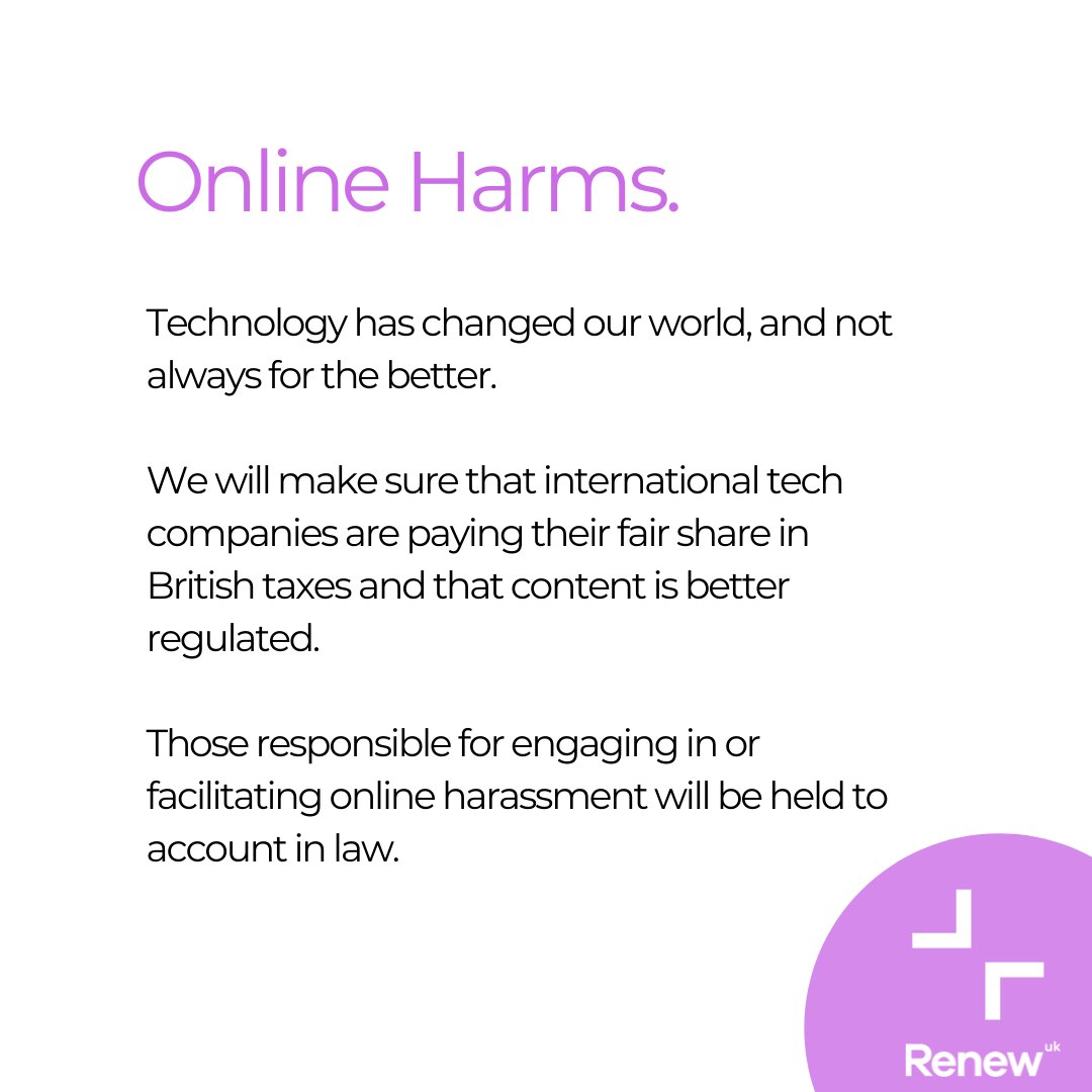 RenewParty's tweet photo. Technology has not always changed our world for the better.

But Renew’s policy is not to threaten free speech.

We will deal with online harms the right way. https://t.co/euY5XuxeOo