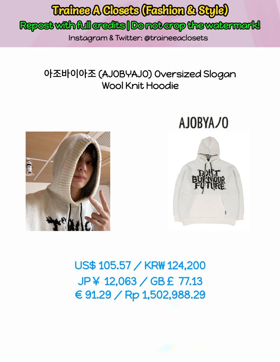 TraineeAClosets's tweet photo. Instagram - 210924 #JAMES #제임스 

Brand🔎 : AJOBYAJO (🇰🇷 local brand)

#TraineeAClosets #traineeA #TraineeAJames #제임스 #JAMES @trainee_a https://t.co/PvslNUIbZ0
