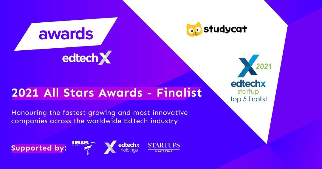 Studycat_JP's tweet photo. 👏 EdTechX's All Stars Awards 2021において、Studycatが #EdTech スタートアップのトップ５に選ばれました！昨年、目覚ましい成長と革新を遂げた素晴らしい企業と共に選出されたことをとても嬉しく思います。ありがとう EdTechX! ✨⠀

#Studycat #SmartEd https://t.co/GgtO5qsVJW