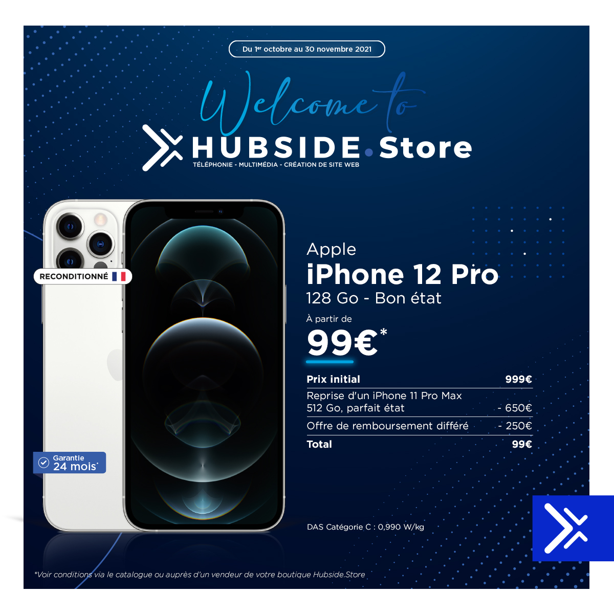 Hubside_BE's tweet photo. [WELCOME TO https://t.co/WEG7KeZ5Jt] 🇧🇪 

Chez https://t.co/khhk8brYUf, venez profiter de l'iPhone 12 Pro 128 Go reconditionné en état "bon état" à partir de 99€*

*Découvrez les conditions de l’offre dans notre catalogue 👉https://t.co/4ghkHqNcFK

#WelcomeToHubsideStore https://t.co/s3vvi2gvRd