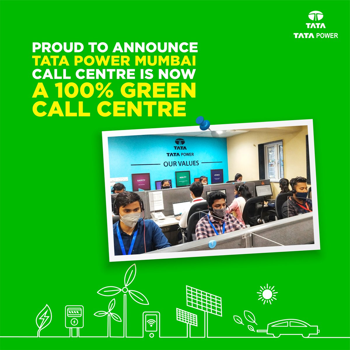 TataPower's tweet image. Tata Power has always been committed towards a sustainable way of conducting business operations. We are proud to announce that our Mumbai Distribution call center is now a Green call center with 100% Green Power.

#DoGreen