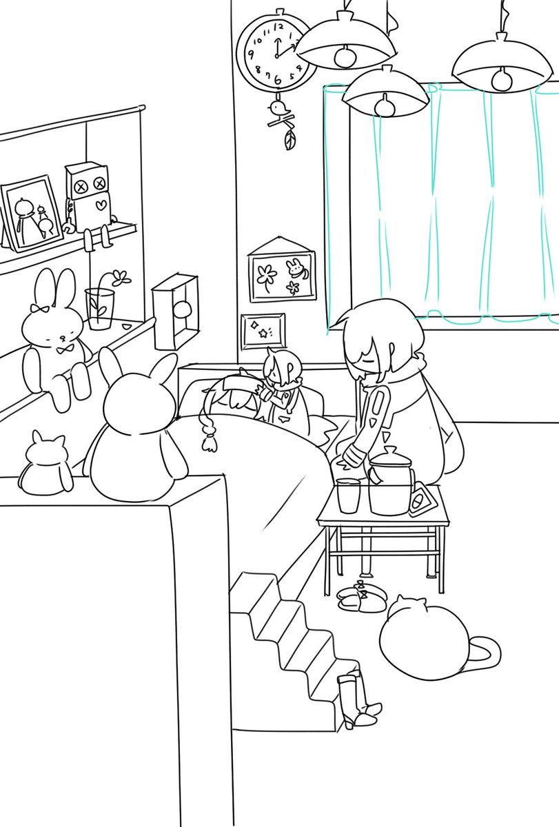 線画〜☺️ 