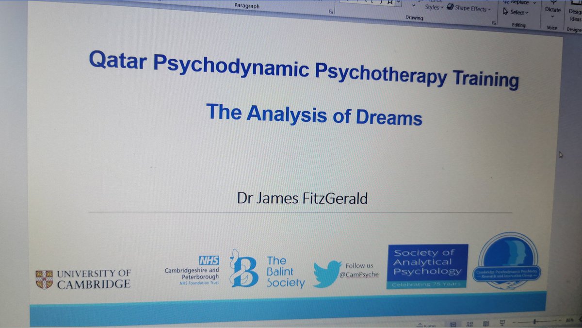 CamPsyche's tweet photo. Good morning Qatar! Yesterday's sessions were tremendous. We covered psychodynamic phenomenology and psychodynamic approaches to communication, followed by afternoon experiential group. Today's session I will begin the day with seminar on the analysis of dreams! @CpftMedEd https://t.co/NmuMSLJpb6