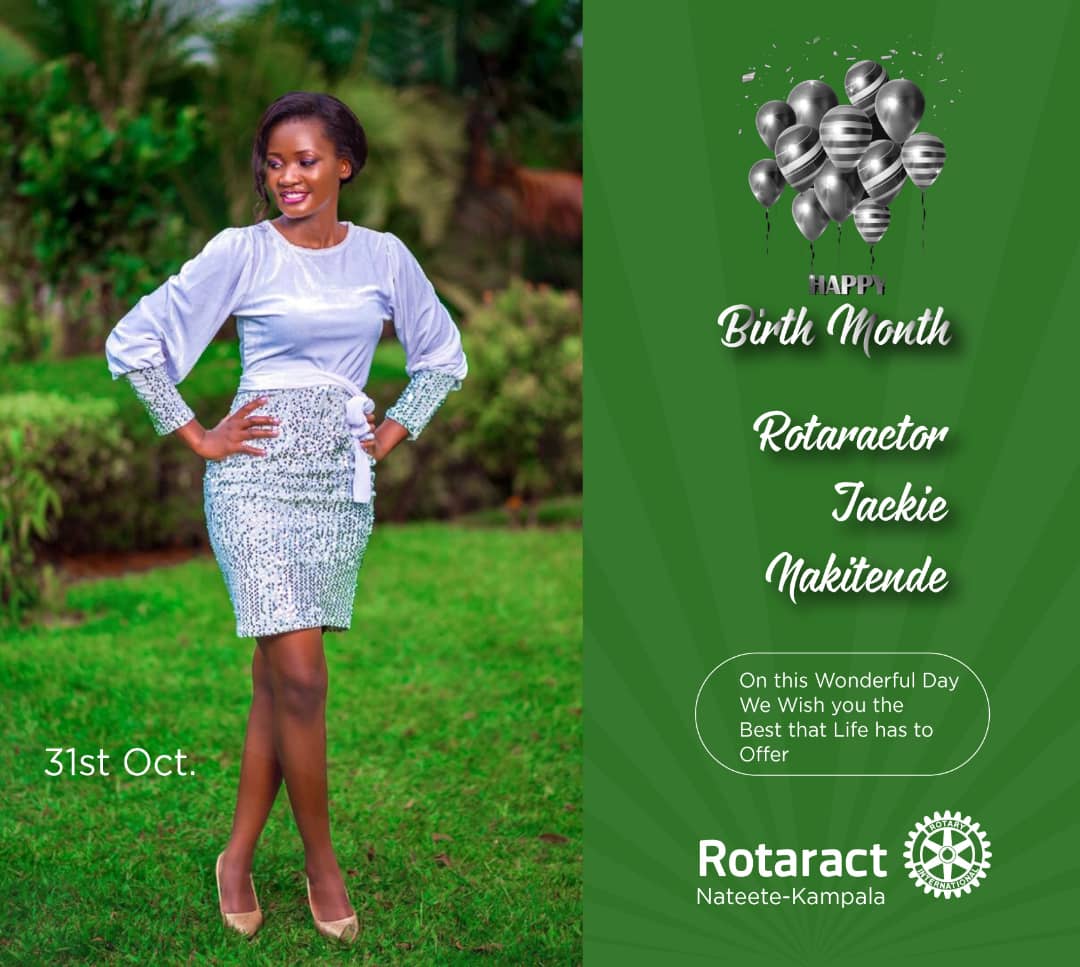 rotaractnateete's tweet photo. Welcome to November! Join us as we celebrate these  two October babies @kanyerezi30 and @jackiemusawo . Happy belated birthday to you,
#TheHardNats are blessed by your valuable membership 🎂🎊. To more years of greatness
#ServeToChangeLives 
#HappyNewMonth https://t.co/hbgCmwl3vl