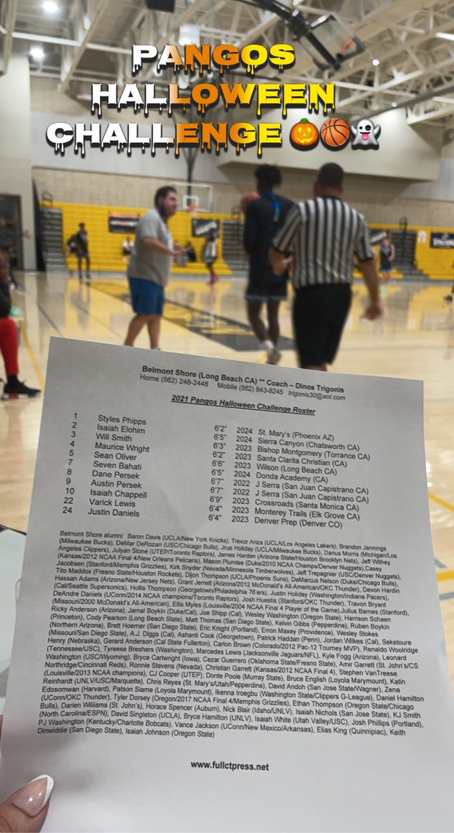 LimitLesSports's tweet photo. Couldn’t tell at first if this was @trigonis30 ‘s #BelmontShore “Team Roster” for tonight’s @FCPPangos #PangosHalloweenClassic
…or his resume to send to @nba teams for the next GM spot 🧐
(🤣joking 😭but also serious 👀)
#DinosTrigonis 🐐🏀 @PangosAACamp @NBNMagazine https://t.co/brBfuYwpXg
