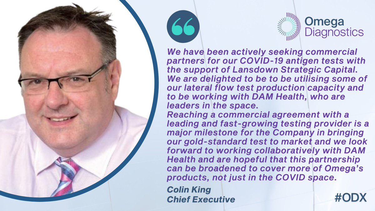 CNS_PLC's tweet photo. The partnership agreement will see us exclusively supply the VISITECT®️ professional use #COVID19 Antigen tests to @DAMHealth's clinics throughout the UK and Europe.

💷 We have already received an initial purchase order in excess of £750,000.

#ODX https://t.co/sB9GeIEhex