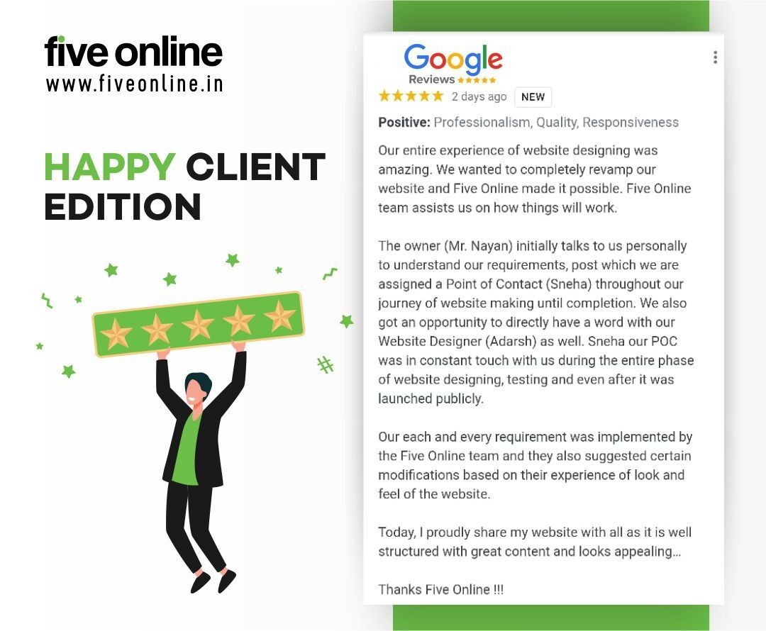 FiveOnline2's tweet image. This heartwarming client review is definitely taking away all our Monday Blues.
#websitedesign #webistedevelopment #websitedesignservices #websitedesginersmumbai