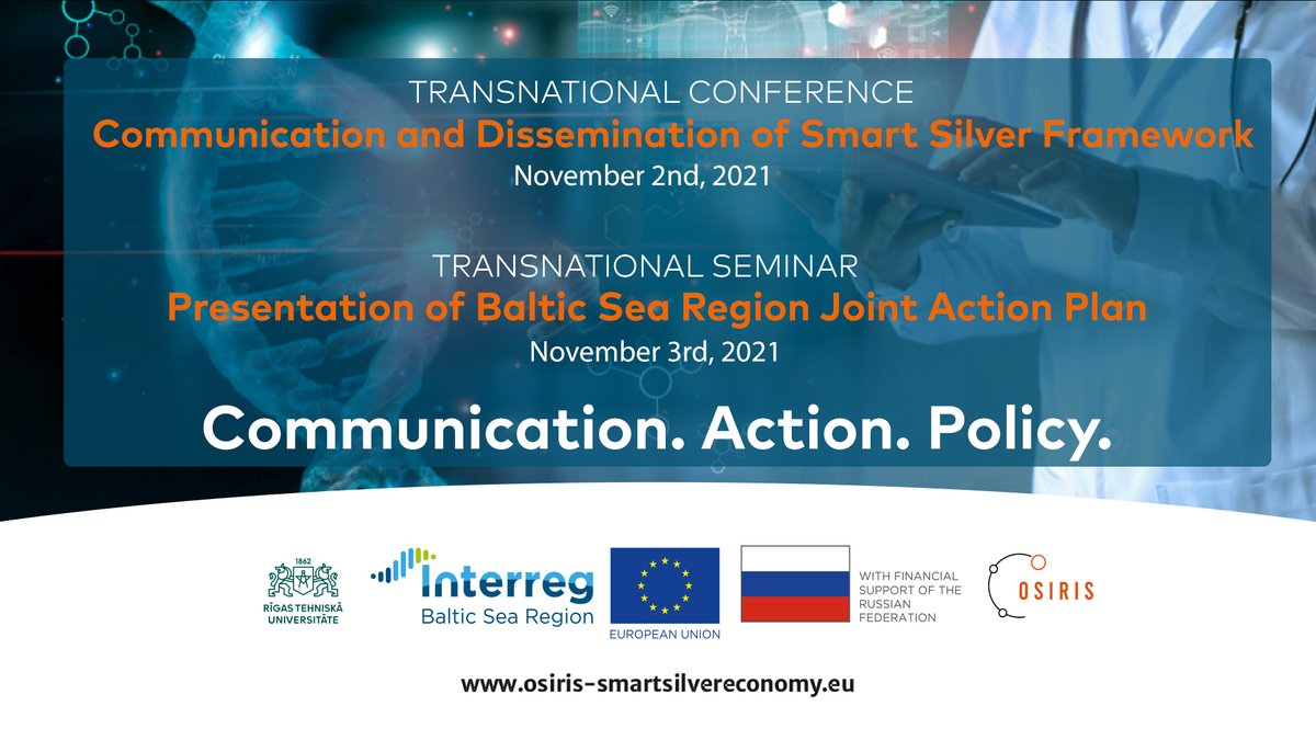 Starting tomorrow: OSIRIS Interreg BSR Transnational Conference and Seminar in Brussels!

#OSIRISInterregBSR #Smartspecialization #Silvereconomy <a href="/InterregBSR/">Interreg Baltic Sea Region</a>