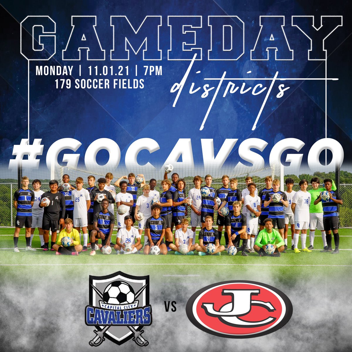 🚨🚨Attention - we need YOU!! Come out and show your CCHS spirit TONIGHT! 🔵⚫️⚔️🔵⚫️

⚽️ CAVS vs JAYS
📅 11.01.21
⏰ 7 pm
📍179 Soccer Field 
📢 GET LOUD
#DistrictGoals
#GoCavsGo