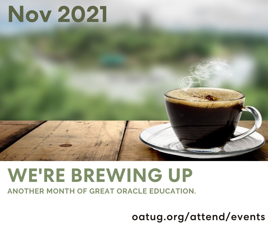 OATUG1's tweet photo. Make yourself a cup of joe, and let's compare calendars. π
Which of our educational programs will you make time for this month? (Remember: leaders are learners.)
https://t.co/i15ILp8Cwq
#Oracle #OracleEBS #OracleCloudApplications #ProfessionalDevelopment #OracleCloud https://t.co/LQnHYXg0TB