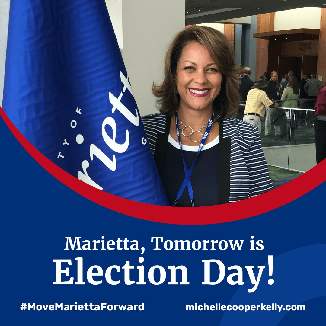 michellecooperk's tweet photo. Election day is only ONE DAY away! We’ve worked so hard to get here and together we can #MoveMariettaForward.
Polls will be open from 7AM to 7PM, so tell your friends and neighbors to get out and vote! https://t.co/glZIFaXm99