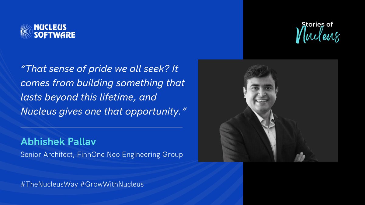 nucleussoftware's tweet photo. Our veteran Nucleite, Abhishek, talks about his 16-year long journey with us, and how constantly innovating at Nucleus keeps him moving to build a better future.
#TheNucleusWay #GrowWithNucleus #Nucleite #NucleusSoftware

https://t.co/eRGPiZjzwM https://t.co/bs61Qkab3A