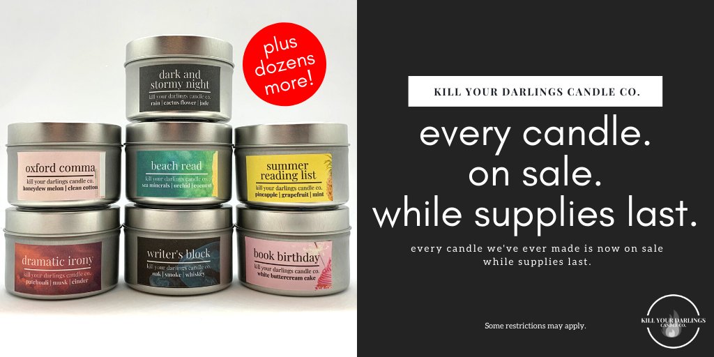 kydcandleco's tweet photo. Good morning and happy #NaNoWriMo! 👋

We're celebrating with our biggest sale yet—

Every candle we've ever made is on sale, but *~only while supplies last~*!

Get inspired early this holiday season: https://t.co/6Sf9CqXdYn https://t.co/JBSW6WAML7