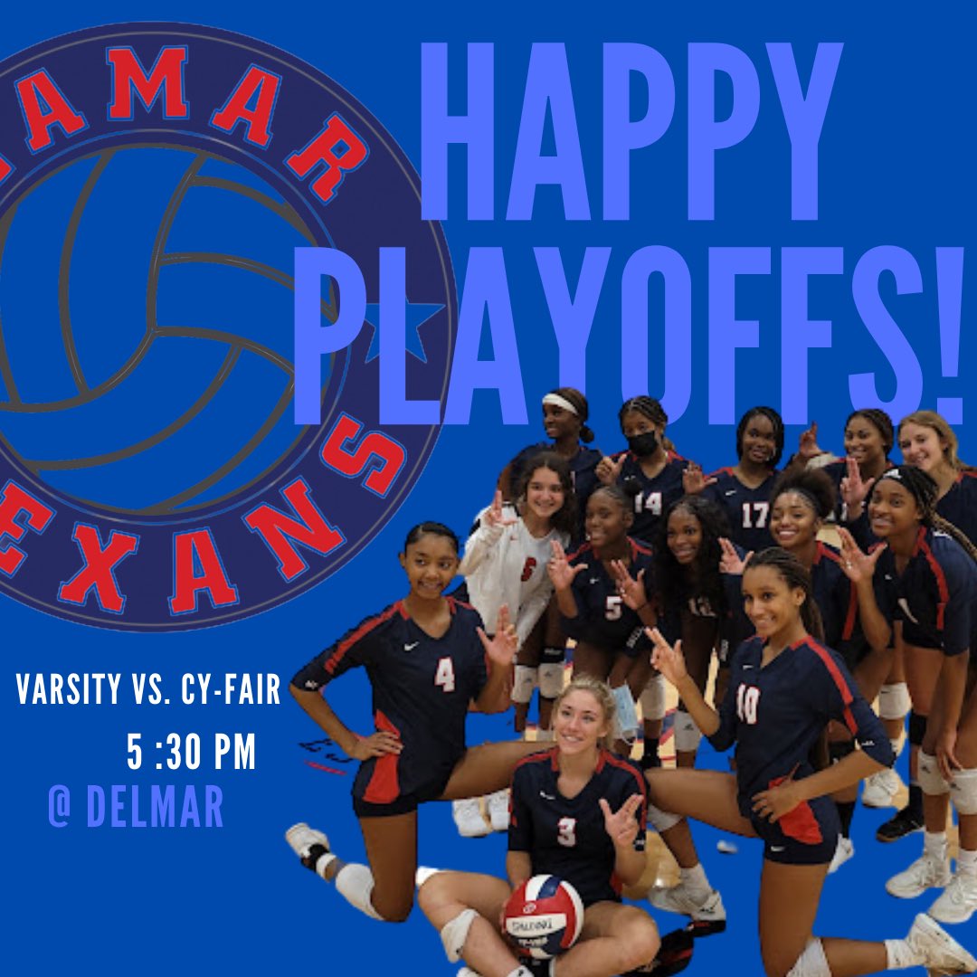 fa la la la laaaaa ‘TIS THE PLAYOFF SEASON‼️ Varsity takes on the Cy-Fair Bobcats TONIGHT, 5:30 PM at Delmar! GO LADY TEXANS!