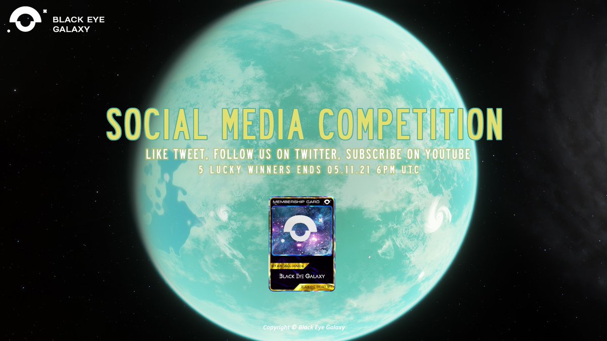 blackeyegalaxy_'s tweet photo. Hello #blackeyegalaxy community ❤️

We are releasing a competition to win a #BYG Star Alliance Membership Card!

Requirements:
🚀 Like the tweet
🚀 Follow our Twitter
🚀 Subscribe to our YouTube channel

See image

YouTube: https://t.co/iqRLEbKx6e 

#Metaverse #metaversegame #BSC https://t.co/BrBCiMCWj9