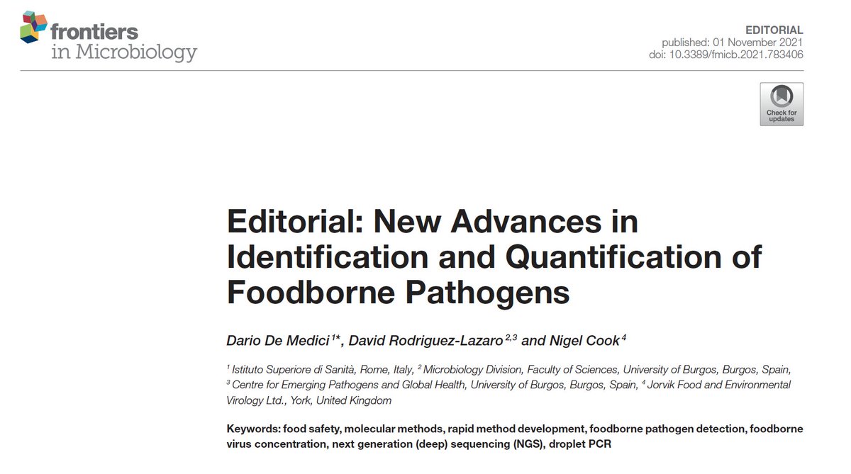 rodlazda's tweet photo. Our latest work is out in @FrontMicrobiol:

New Advances in Identification and Quantification of Foodborne Pathogens
https://t.co/G4GT8Ffuri

An editorial work done with my loving friends Dario (@DarioDemedici) and Nigel (@JorFEV1).

@UBUinvestiga @UBUEstudiantes https://t.co/PKchTsLjDm