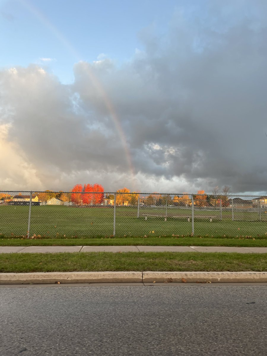 Rainbow over the school this morning. Happy Nov 1st.