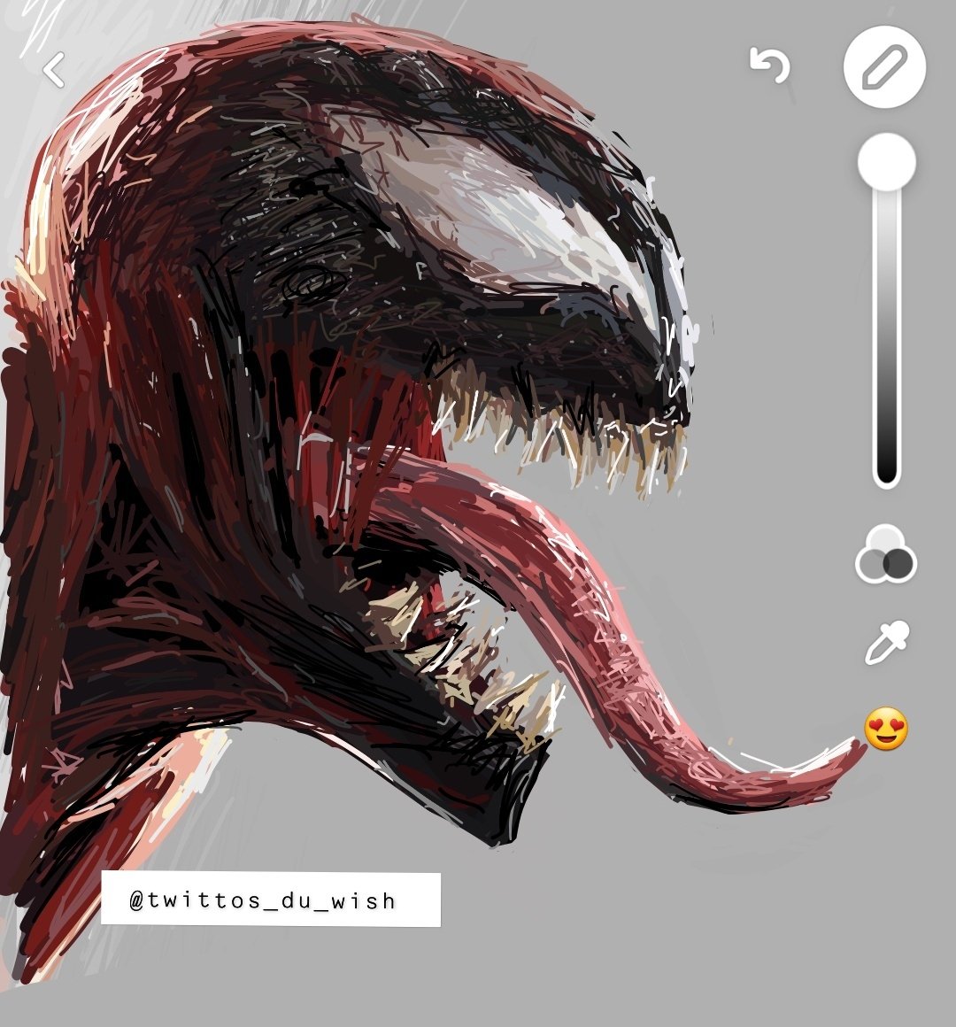 Twittos_du_wish's tweet image. J'ai dessiné Carnage sur snap, admirez svp