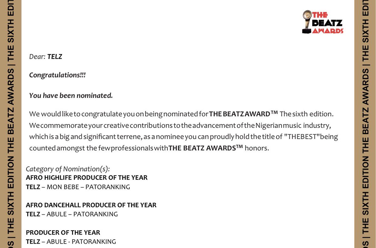 _Telz's tweet photo. Thank you @TheBeatzAwards 🙏🏿. Voting is now open https://t.co/fDHuYmkIAQ https://t.co/cy26FGIqGm