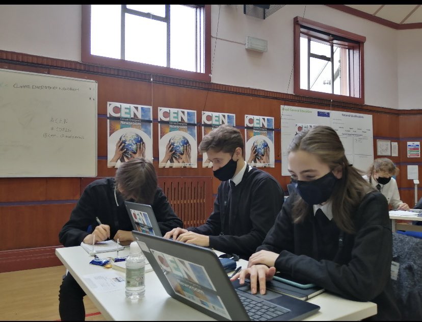 StonelawHS's tweet photo. Great to see Josh, Jonathan and Plum contributing to #COP26 in the Climate Emergency Newsroom @cen_climatenews. Fantastic opportunity for our young people! #buildingtomorrowtoday https://t.co/sqUeDbjzwD