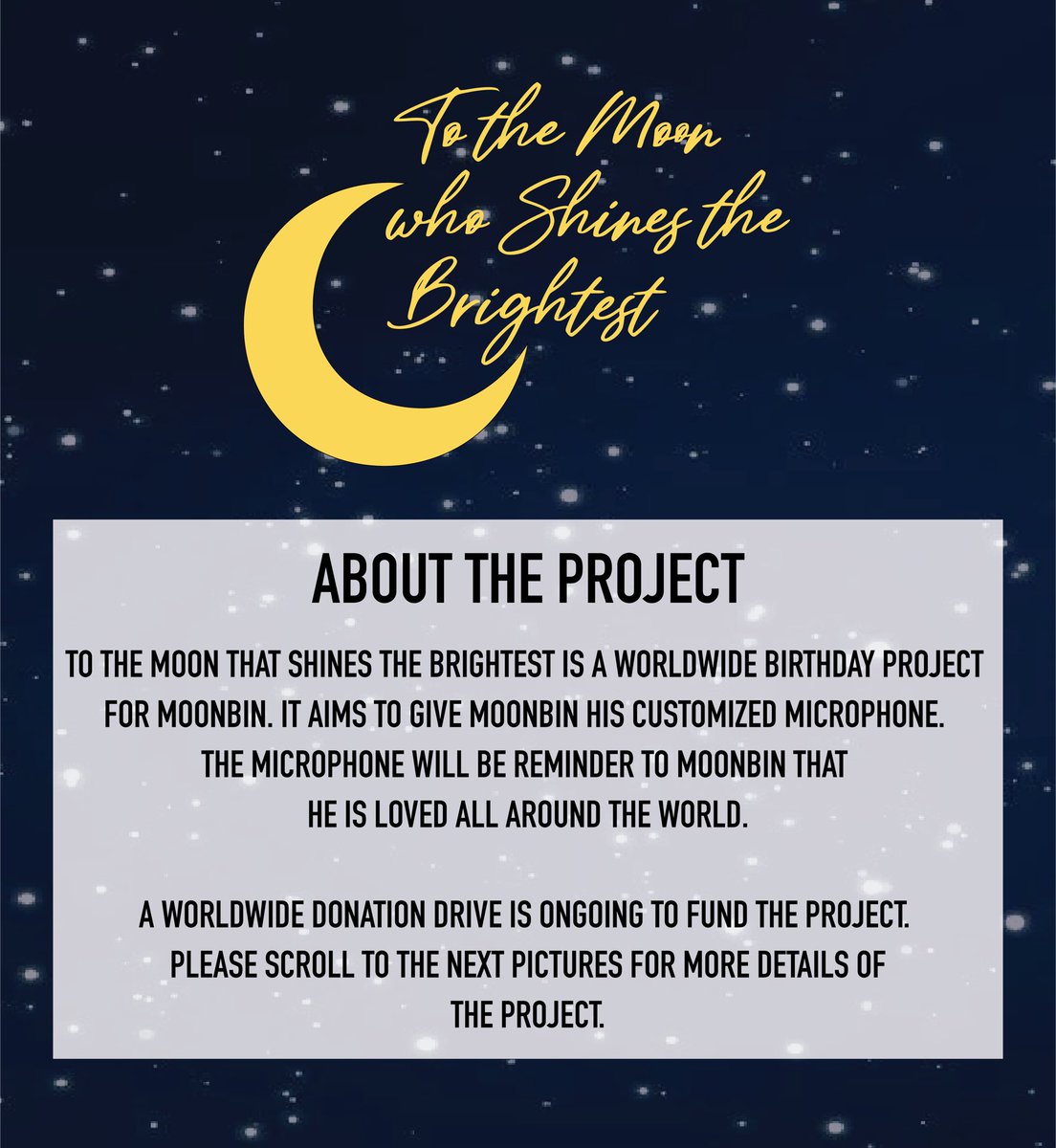 MoonBinGlobal's tweet photo. 📣MOONBIN BIRTHDAY PROJECT📣

[THREAD]

We got the design for MOONBIN’s Customized Microphone!

Donation Drive will close on November 28, 2021.

More details about the project below!

Microphone Design by: @odetomoonbin 
Thank you so much for all the help!

#MOONBIN #문빈 https://t.co/jsYEVUKyZB