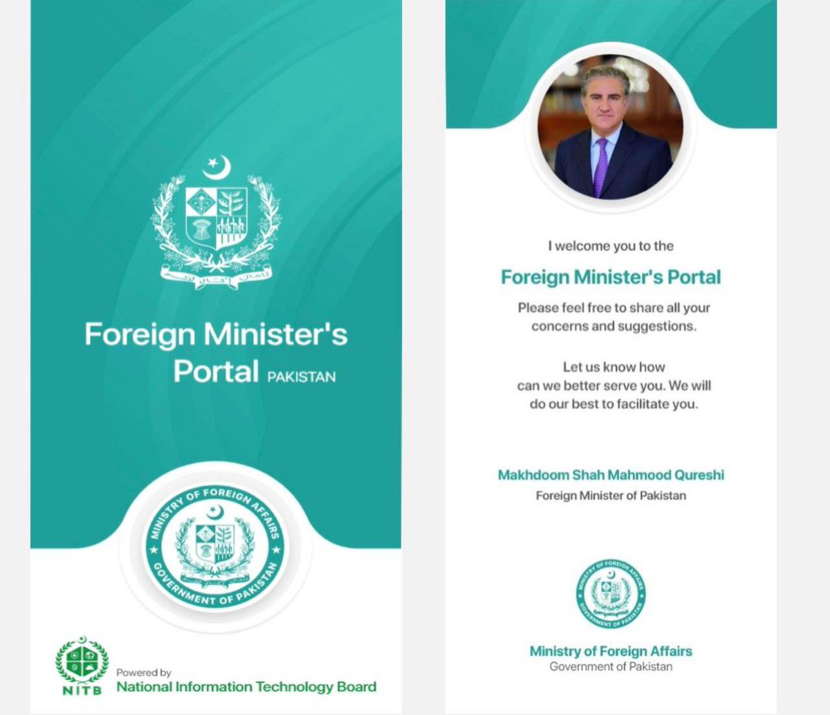 MuhammadKEjaz's tweet photo. Today, FM @SMQureshiPTI launched #FMPortal 🌐,designed to strengthen the bond between Diaspora & 🇵🇰 Missions through feedback/complaints system.
🇵🇰envoys from all over the world participated virtually. Facilitation of overseas Pakistanis remains top priority of Govt.
#VisionFO https://t.co/JjU1nXJxm6