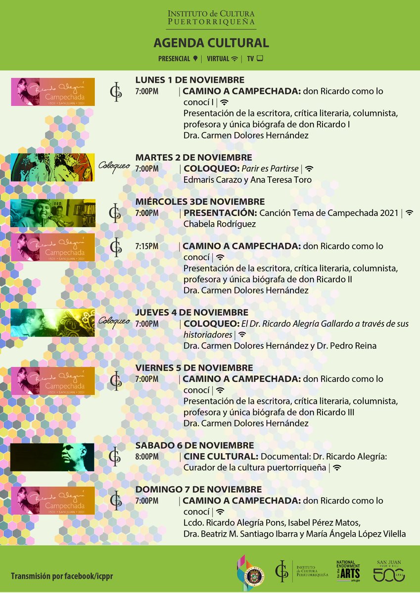 icppr's tweet photo. #AgendaCultural de esta semana con más programación artística y cultural de #CulturalVirtual, #Coloqueo y #Campechada.
Auspiciado por la National Endowment for the Arts https://t.co/Tb6omEsn7W