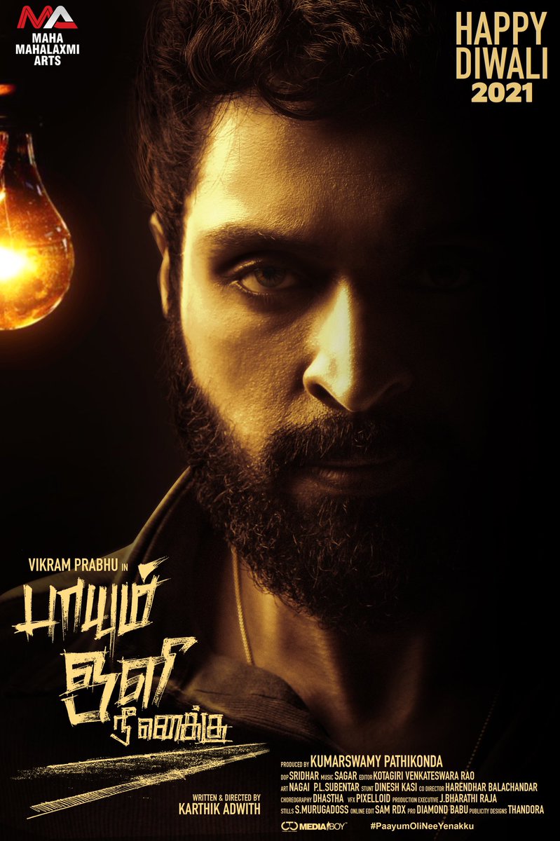 iamVikramPrabhu's tweet photo. Team #PaayumOliNeeYenakku wishes everyone a #HappyDiwali 🙏 https://t.co/8tRtMp9Vfp