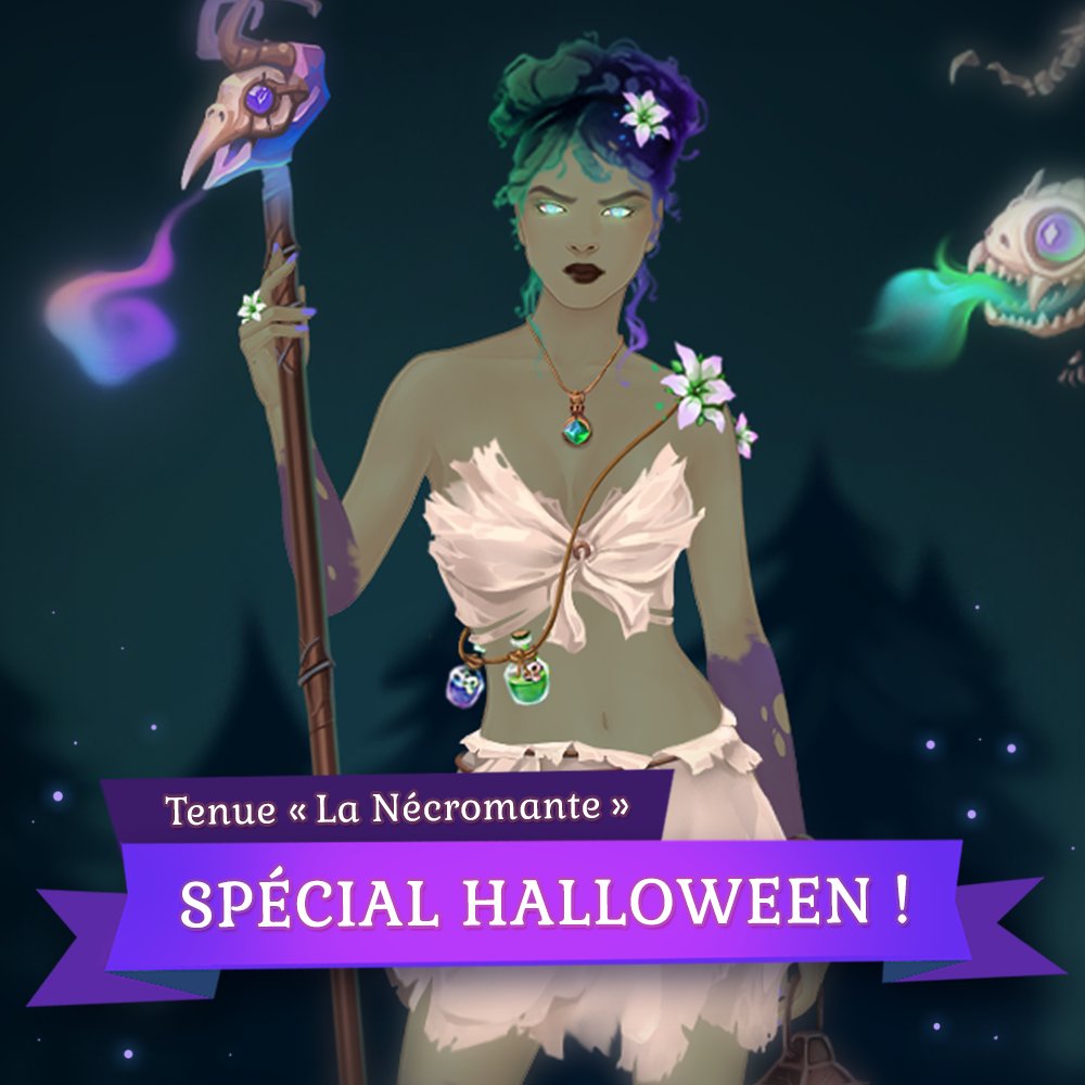 myrhavir's tweet photo. SPECIAL #HALLOWEEN !
Dès à présent disponible chez le tailleur, la tenue Nécromante est là, avec de nouveaux items animés 👻🔮 #myrhavir #otome #avatar #costume #november #jeu #trickortweet #romanvisuel #datinggame #game https://t.co/oX5U0sIFPP