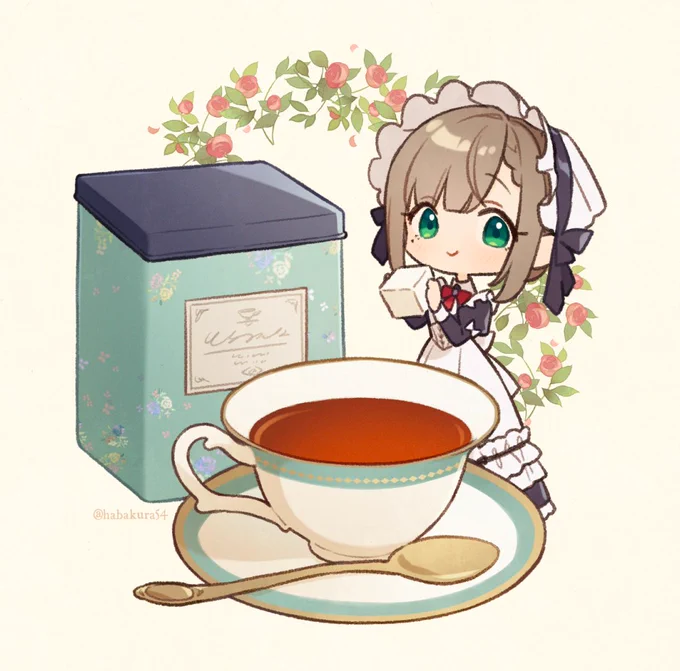 紅茶にお砂糖を入れてくれるメイドさん☕️
#日曜橋美術館 #紅茶の日 