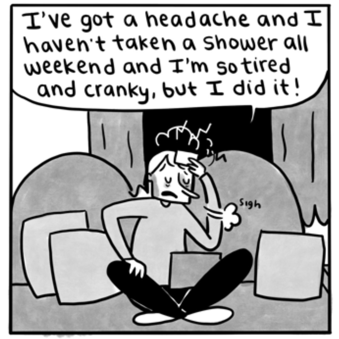 ChainsawCathy's tweet photo. Oct 31
Follow through

Full comic on Patreon!
Link in the bio

#comics #autobiocomics #journalcomic #chicagocomics #patreon #dailycomic #followthrough #noshowerweekend #allforart #artlife #artist https://t.co/kw2luGAP2P