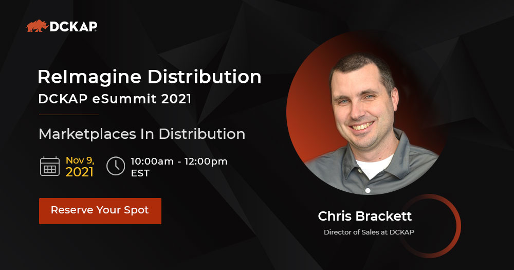 DCKAP's tweet photo. Ever explored the possibilities of online #B2B marketplaces in #dsitribution?
Chris Brackett, Director of Sales at DCKAP is all set to help you align your #eCommerce strategies to unveil its full potential at #DCKAPeSummit 2021.
Register now: https://t.co/ZFohIDUqjg
#DCKAP https://t.co/FkztD4n7zQ