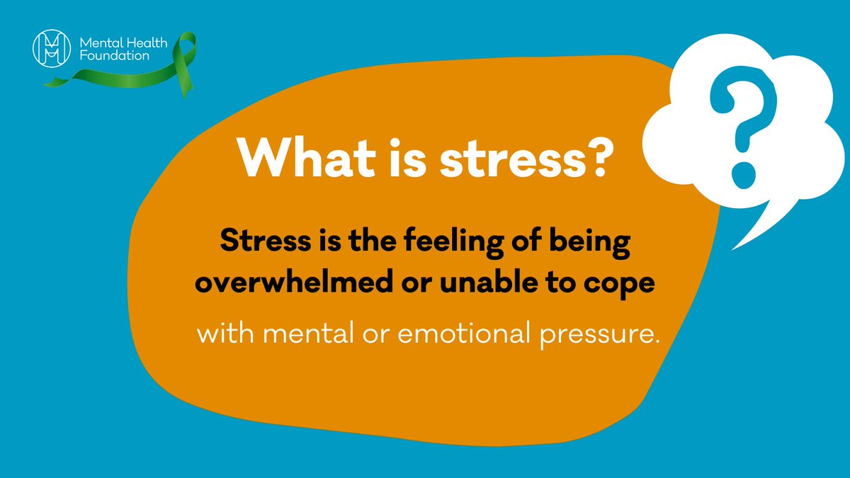 What is stress? Stress is the feeling of being overwhelmed or unable to cope with mental or emotional pressure. Learn more in our A-Z guide: mentalhealth.org.uk/a-to-z/s/stress #StressAwarenessWeek