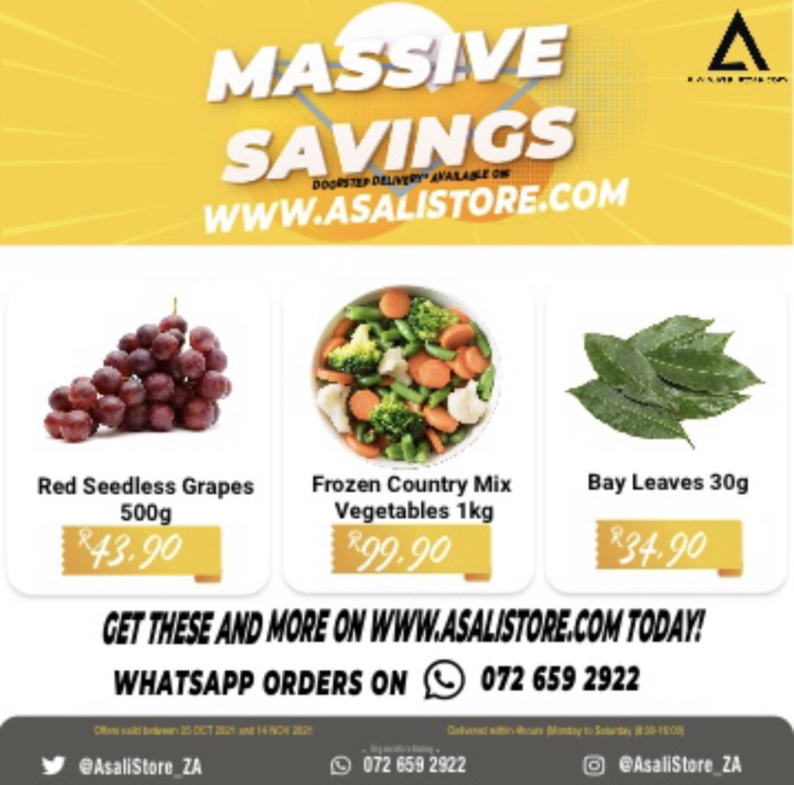 AsaliStore_ZA's tweet photo. We’ve added fresh fruit and vegetables. Shop on our online store and get your delivery at your doorstep. #whatscooking #foodporn #delivery #onlineshopping #onlinestore #meatlover #quality #grocery #save #freshmeat #dailysaving #whatscooking #foodrecipe https://t.co/7MWZzmQMMs