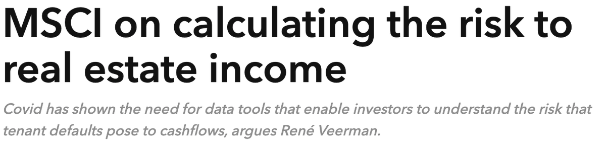 incans_risk's tweet photo. In this month's PERE publication René Veerman from @MSCI_Inc  writes about how Covid has shown the need for data tools that enable investors to understand the risk that tenant defaults
https://t.co/Fx4HLuD3Ov https://t.co/tUH7tb2svs