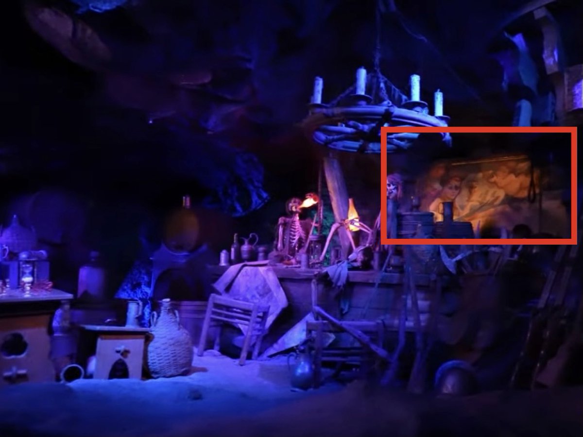 カリブの海賊序盤で、骸骨たちが酒を飲んでいるシーンのバックに置かれ