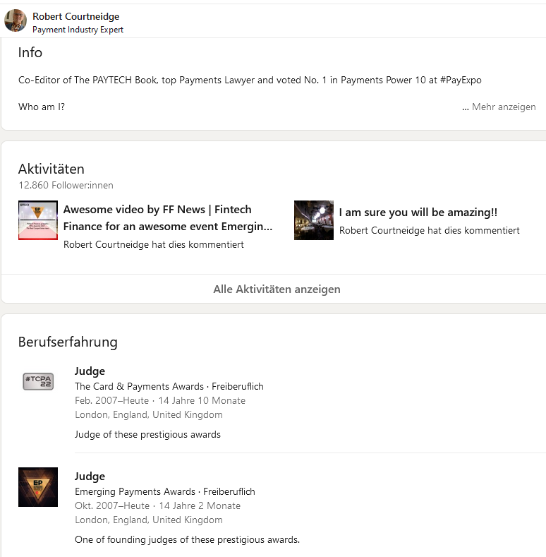 ebit4u's tweet photo. Just realized #Robert Courtneidge is judge for the Card & payments awards, yes, everything is possible in this #epayment world fostered by the inactivity of the European financial supervisoy authorities. #Moorwand, #fraud, #UPCard, #Kobenhavn Andelskasse, #swisspro, #onecoin https://t.co/l5qt55JKSl
