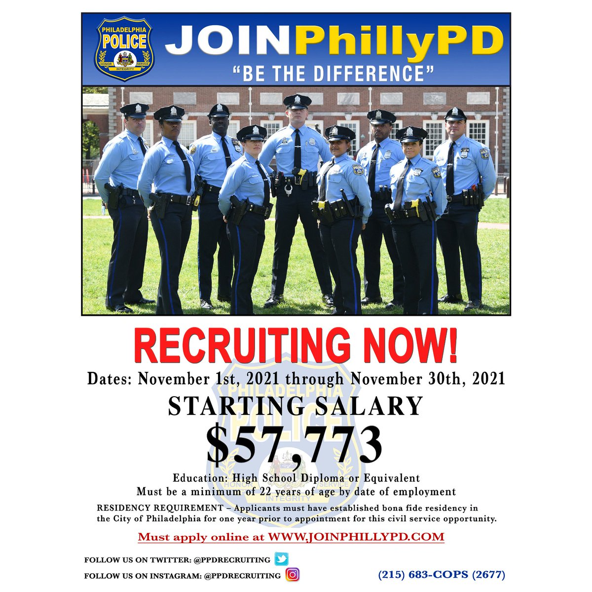 APPLICATIONS ARE OPEN!!!! APPLY TODAY JOINPHILLYPD.COM #joinphillypd #phillypd #phillypolice #ppd #ppdcareers #police #careers #policecareers #makinganimpact #makingadifference #philly #philadelphia #phillyjob #phillyjobs #cop #cops #phillycops @PPDCommish @PPDDerrickWood