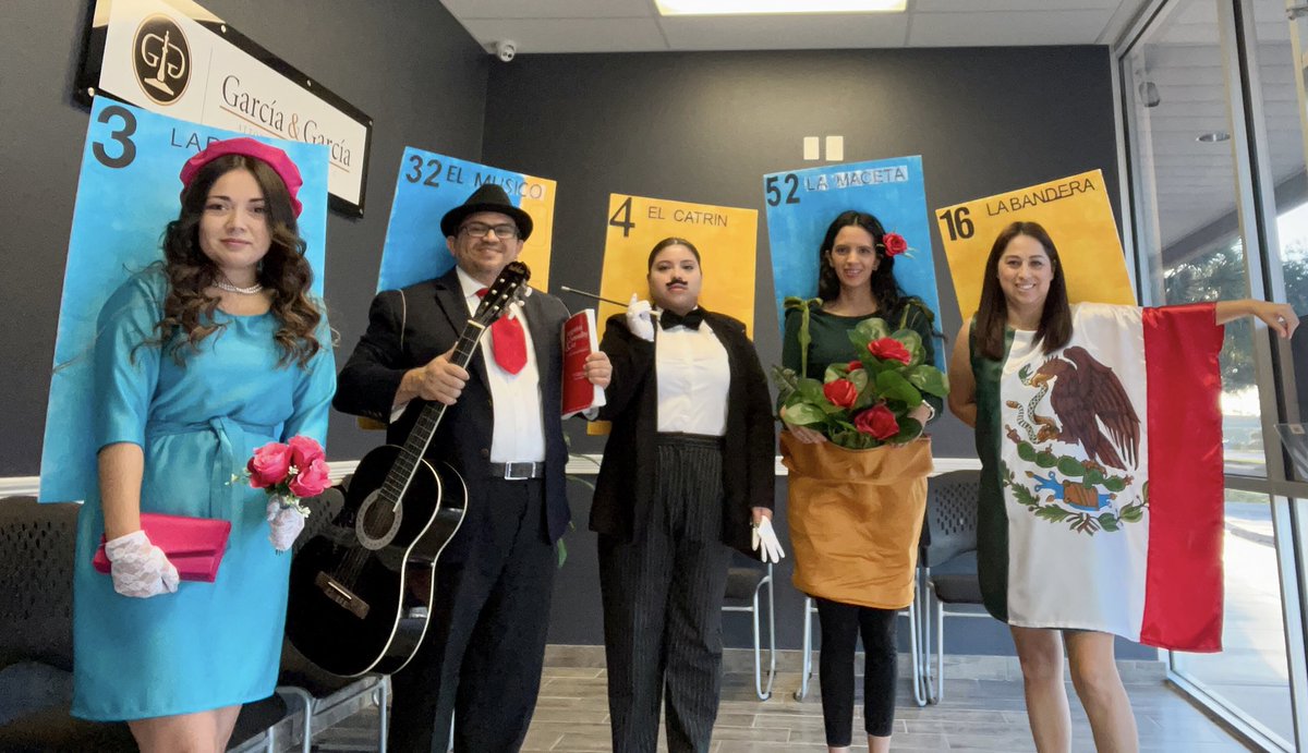 immigrattorney's tweet photo. The crew at @GarciaandGarcia. #Loteria #ladama #elmusico #elcatrin #lamaceta #labandera #rgv  #956 https://t.co/I5kOcf1Pvh